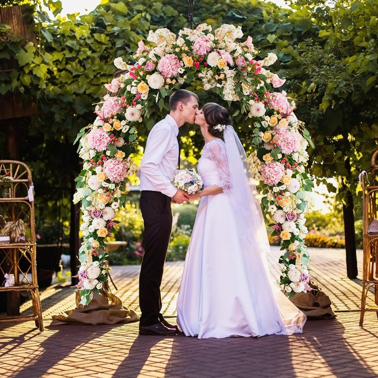 S AFSTAR 9.5 Ft Metal Arch, Outdoor Garden Arch for Various Climbing Plant Flower, Wedding Backdrop Stand Archway Arbor for Wedding Garden Party Ceremony Gothic Style Decoration, Easy-to-Assemble (2)