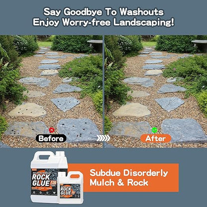 Rock Glue, 4Gallon Mulch Glue for Landscaping, Fast-Dry Strong Pea Gravel Stabilizer Landscape, Non-Toxic Long-Lasting Dries-Clear Strong Pea Gravel Binder for Pebble, Pine Straw for Outdoor Gardens