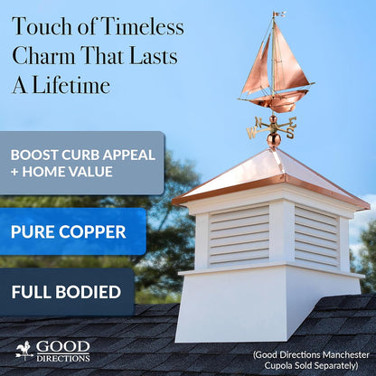 Good Directions Racing Sloop Weathervane, Pure Copper, Boat