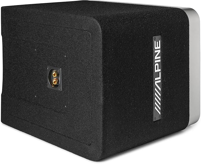 Alpine R2-SB10V-BNDL 10" Type-R Halo Loaded Enclosure with S-A60M 600 Watt Mono Amplifier and RUX-KNOB.2 Bass Knob
