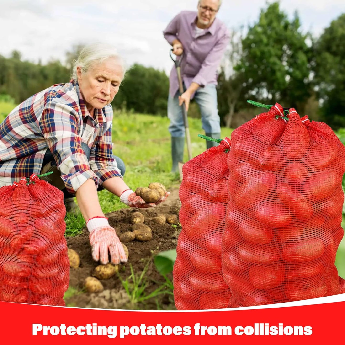 300 Pack 20'' x 14'' Mesh Onion Bags, Reusable Drawstring Fresh Produce Storage Bags for Onions, Vegetables, Potatoes, Citrus, Crawfish Firewood