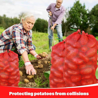 300 Pack 20'' x 14'' Mesh Onion Bags, Reusable Drawstring Fresh Produce Storage Bags for Onions, Vegetables, Potatoes, Citrus, Crawfish Firewood