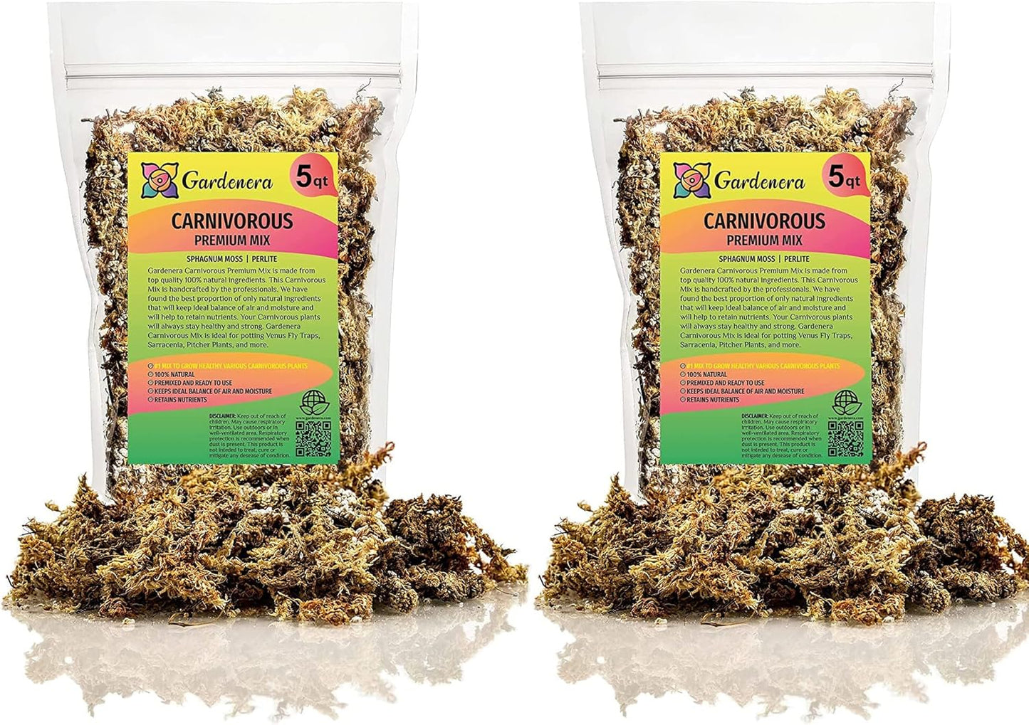 Gardenera Sphagnum Moss Potting Mix for Carnivorous Plants, Moss and Perlite Blend for Potting Venus Fly Traps, Sarracenia, Pitcher Plants - Sphagnum Moss & Perlite - Made in USA - 10 Quart