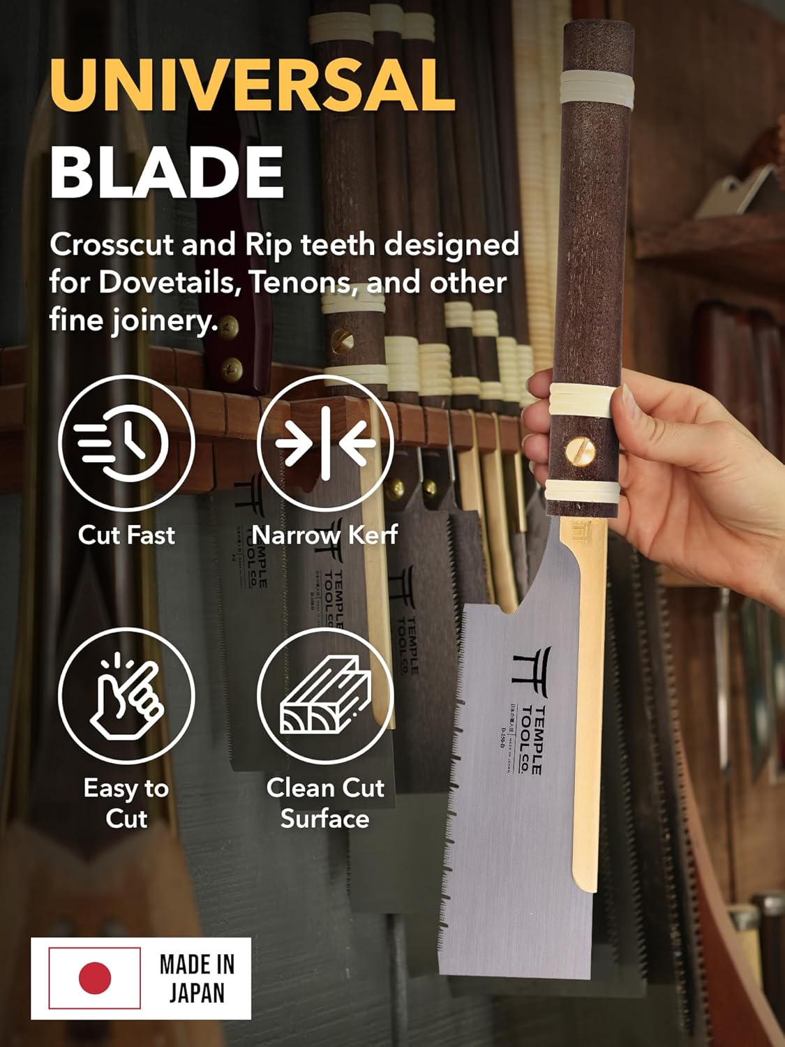 Japanese Pull Saw - Dozuki 6 for Ripcut and Crosscut - Hand Saw for Dovetails, Tenons, Fine Joinery - Dovetail saw - Temple Tool Co.