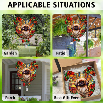 Pekingese Dog Ears Wind Spinner, Pekingese Wind Spinner Hanging for Yard and Garden