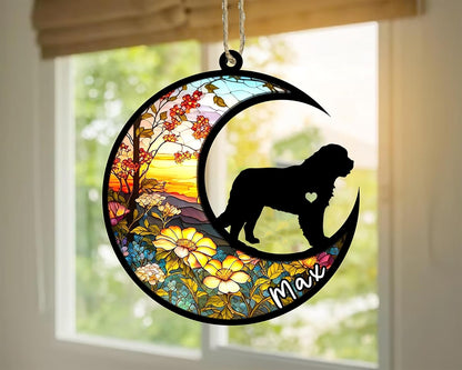 Personalized Dog Memorial, Custom Name Newfoundland Dog Christmas Ornament with Name, Custom Breeds, Pet Loss Light Catcher, Gifts for Lovers Loss of Pet Sympathy on Mothers Day Christmas
