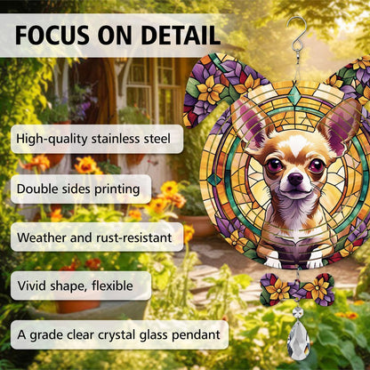 Chihuahua Dog Ears Wind Spinner, Chihuahua Wind Spinner Hanging for Yard and Garden V02