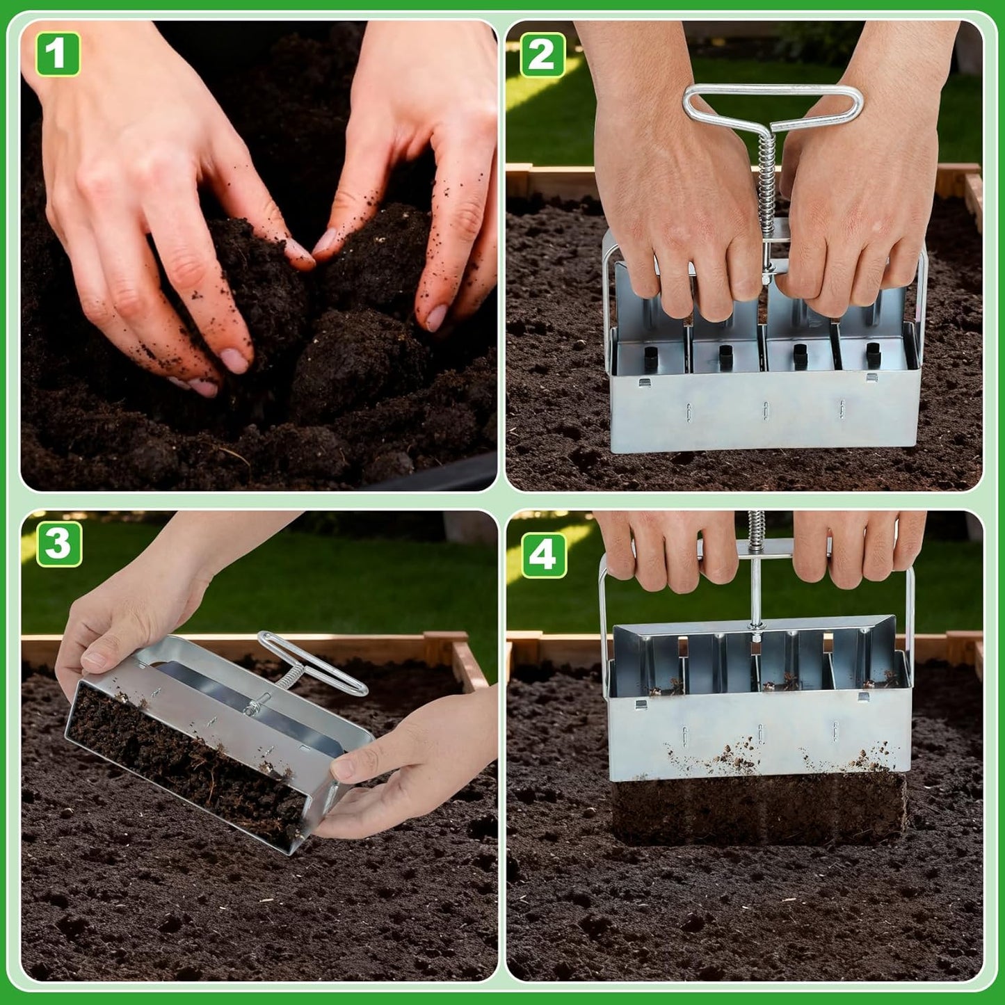 Soil Block Maker, Handheld Mini 4 Soil Block Maker, A Must-Have Nutrient Soil Blocker for Garden Enthusiasts and A Premium Gardening Essential for Seed Starting