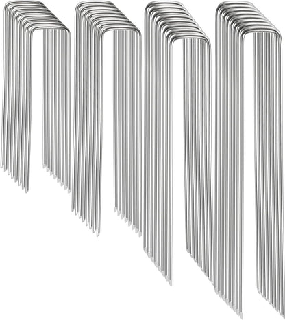 Landscape Staples, 100 Pack 4/6/8/10 Inch 11 Gauge Galvanized Garden Staples, Landscape Stakes for Gardening, Garden Yard Lawn Ground Stakes for Securing Weed Barrier Fabric, Irrigation Tubing, Fence