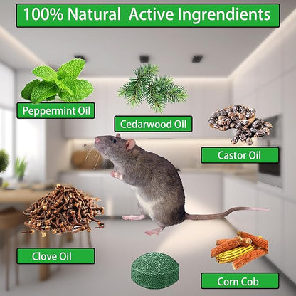 Mouse Rodent Repellent, 24 Pack Peppermint Oil Repellent Pellets, Mice Squirrel Rat & Mole Deterrent for Indoor & Outdoor, Garage,Car Engines,Attic,Storage.Safe for Kids & Pet