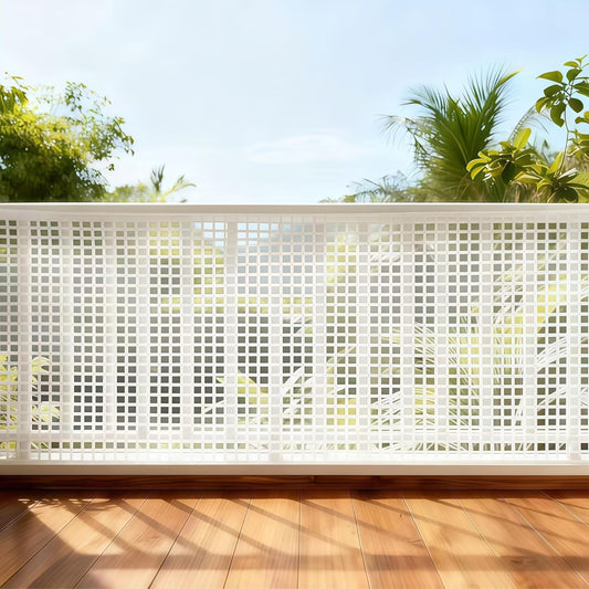 PotatoLife Plastic Wire Mesh Fence, Balcony Fence for Baby and Pets, Safety Fence, Stair Protector, Poultry, Garden, Tree Support, Durable Material, Free Zip Ties (White, 15.7'' x 10')