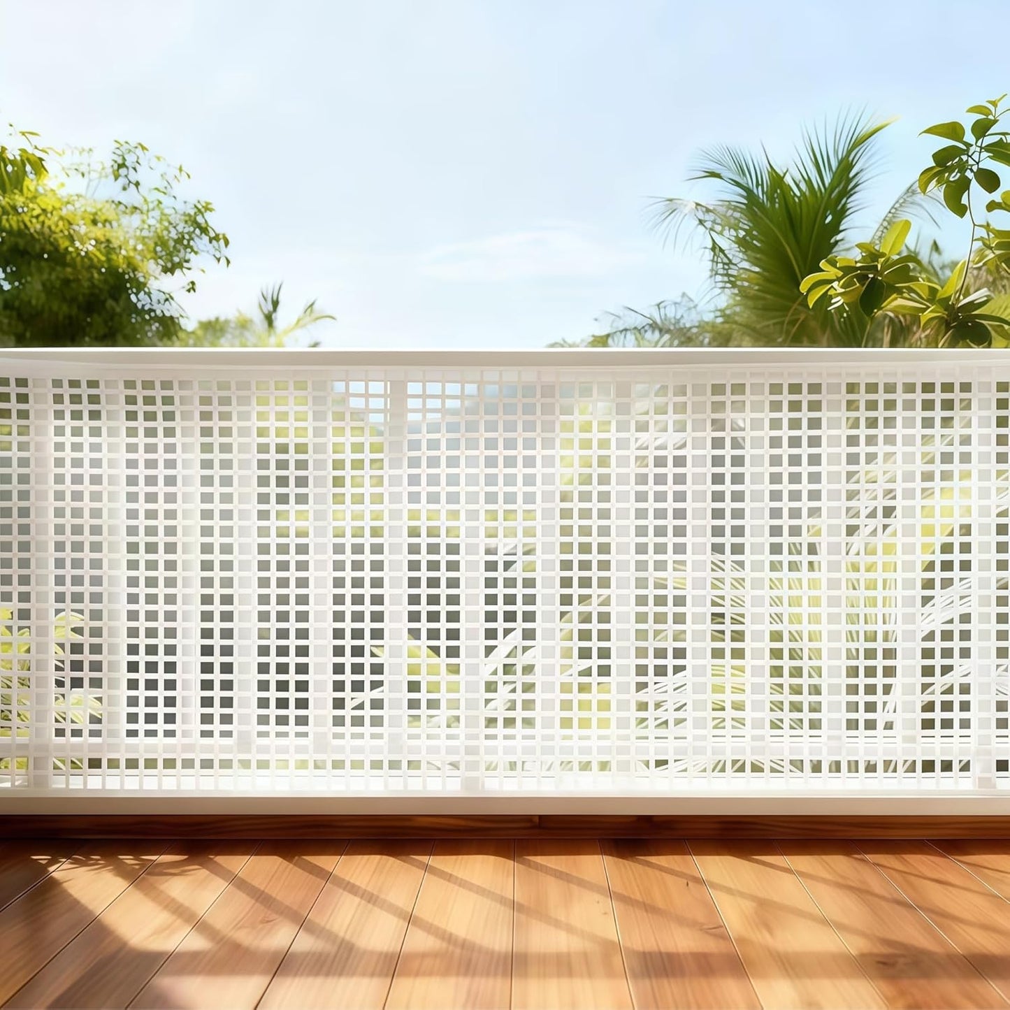 PotatoLife Plastic Wire Mesh Fence, Balcony Fence for Baby and Pets, Safety Fence, Stair Protector, Poultry, Garden, Tree Support, Durable Material, Free Zip Ties (White, 15.7'' x 20')