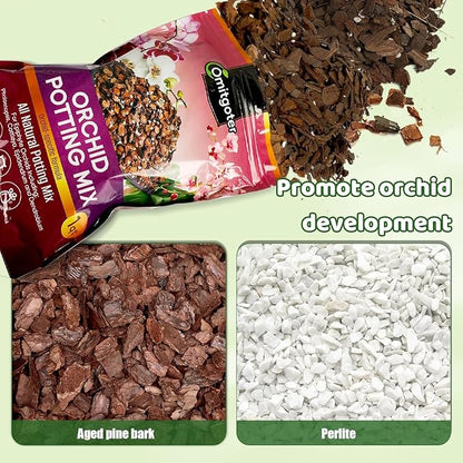 Orchid Potting Mix 2qt, Premium Orchid Soil Medium for Potting, Repotting, Enhanced Drainage, Air Flow & Root Ventilation