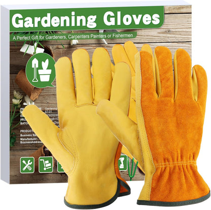 Leather Work Garden Gloves for Men & Women，Safety Work Gloves for Gardening, Welding, Construction, Farm, Ranch, etc. Thorn Proof , Planting,Heavy Duty，Roses Pruning Gardening Working Gloves, Gifts L