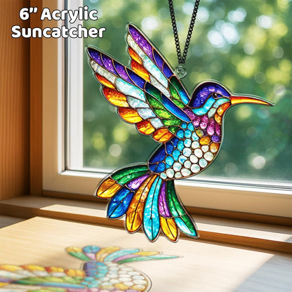 2 Cardinal Hummingbird Acrylic Suncatchers, Bird Window Hanging Ornaments, Fall Decorations for Home, Gifts for Bird Lovers, Women, Friends, Memorial Keepsake SS351