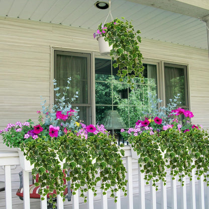 Hollyone 2pcs Artificial Hanging Plants 24" Fake Ivy Vine Faux Ivy Leaves Hanging Plant Greenery for Wall House Room Patio Indoor Outdoor Home Shelf Office Wedding Decor