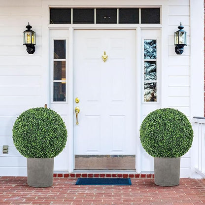 Goplus 2 PCS 20 Inch Artificial Plant Topiary Ball, Round Faux Boxwood Balls Outdoor, Fake Plant Sphere for Front Door, Porch, Backyard, Balcony, Patio, Garden, Wedding and Home Décor