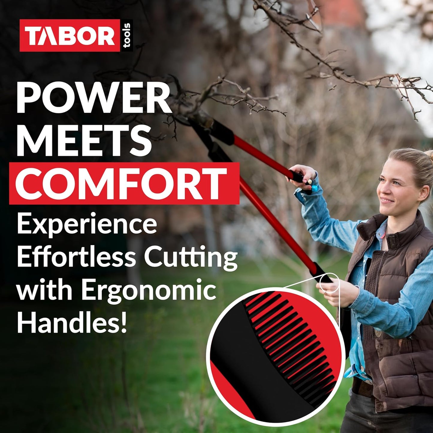 TABOR TOOLS GL16A Bypass Lopper, Chops Branches with Ease, Classic 28 Inch Tree Trimmer, Branch Cutter with 1 1/4 Inch Clean Cut Capacity.