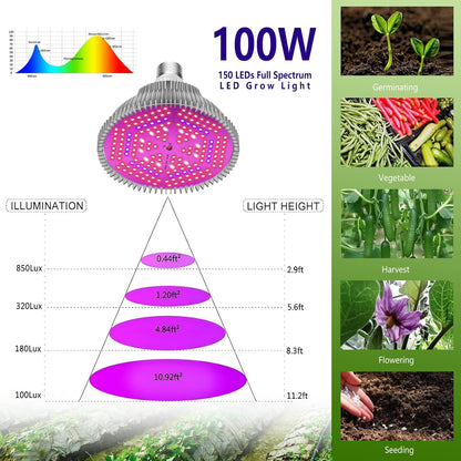 Intpro LED Grow Light Bulbs for Indoor Plants 2Pack, Plant Grow Light Bulb, Grow Bulb Full Spectrum E26 Base, Grow Light for Indoor Plants, Seed Starting