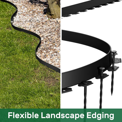 AGTEK Garden Edging 40FT Landscape Edging Kit 2 Inch Height Plastic Garden Border No Dig Lawn Border for Yard Flower Bed with 36 Stakes