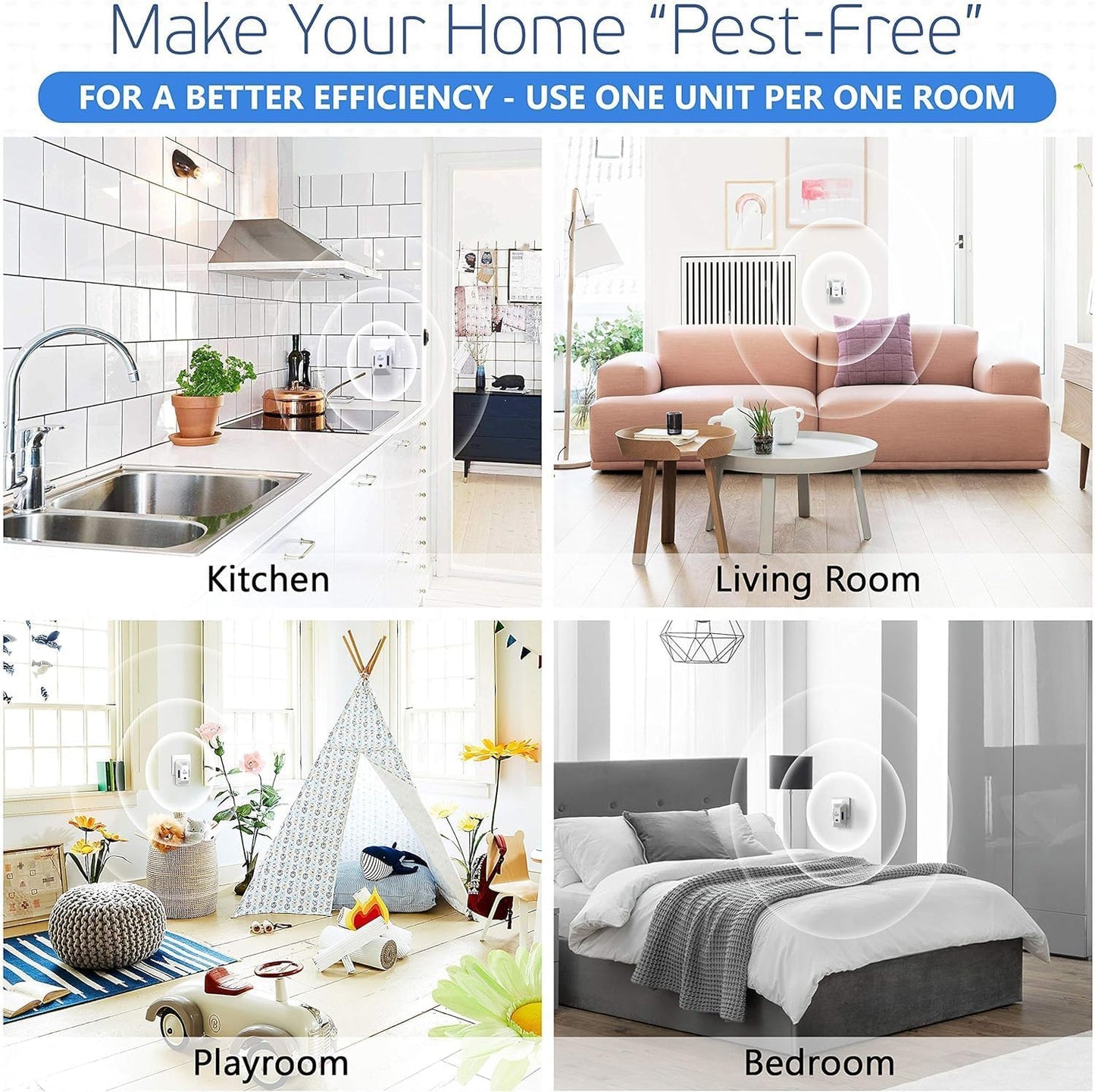 Ultrasonic Pest Control Repeller (2-Pack) Plug in Flea Rat Roach Mosquito Cockroaches Rodent Spider Scorpion Fruit Fly Insect Indoor Plug Repellent