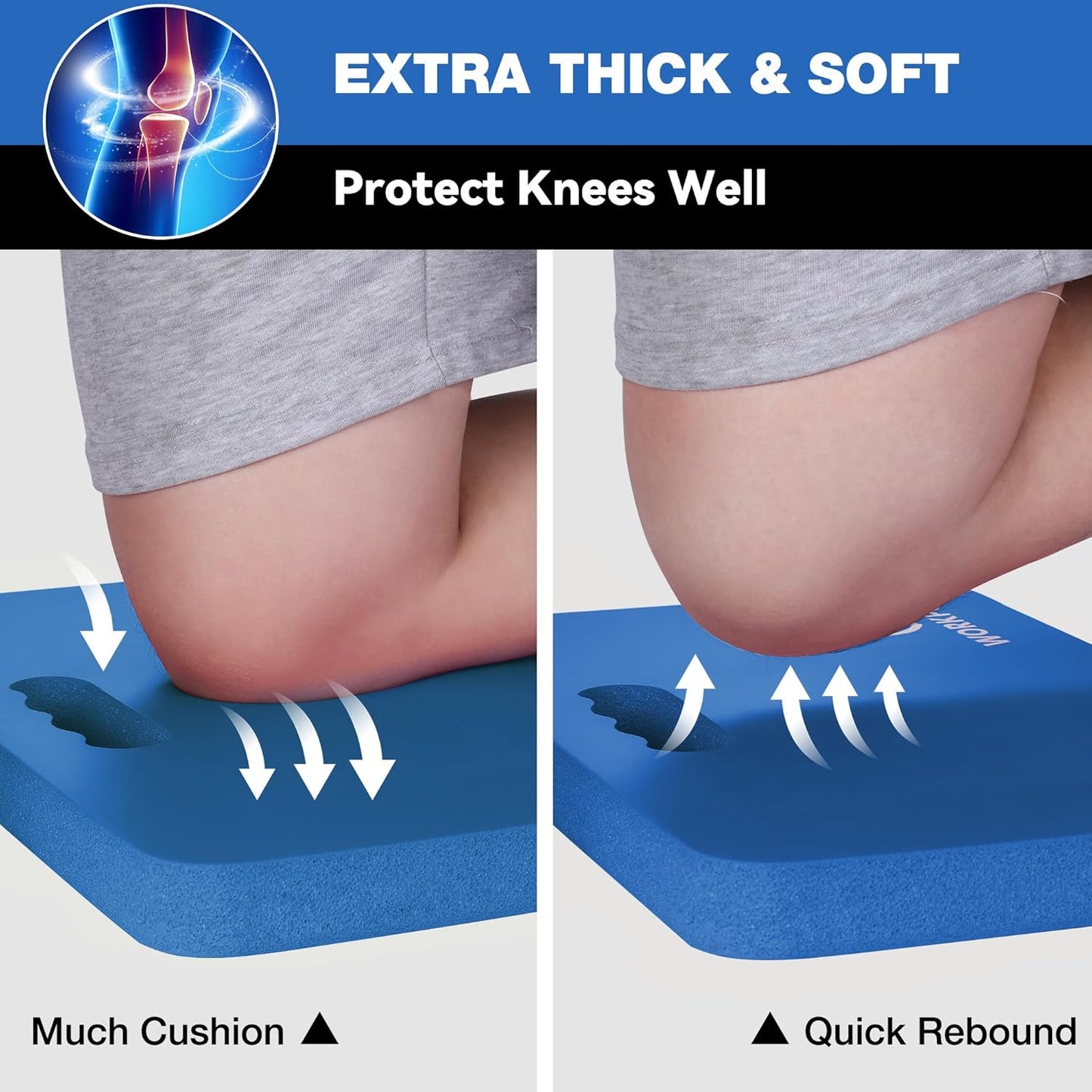 WORKPRO Extra Thick Kneeling Pad, 2-Pack, Soft Foam Cushioning for Knee, Large Foam Kneeler Mat for Gardening, Bathing Baby, Workout Supplies, 17.5 x 11 x 1.5 in, Blue