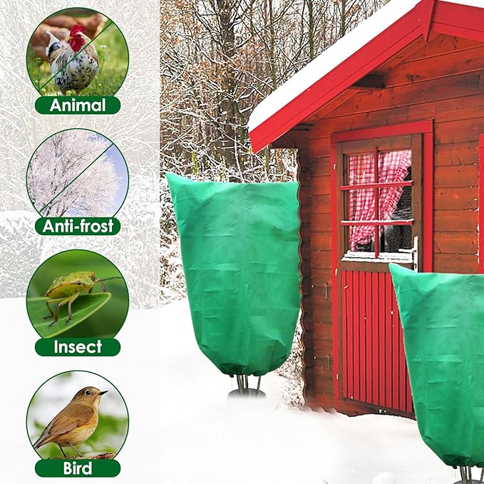 3 Pcs Large Plant Covers Freeze Protection 47.5" X 71.2" ,Reusable Winter Cold Weather Frost Blankets for Outdoor Plants with Drawstring and Zipper,Outdoor Tree Jackets (Green, 2 Pack XL-78.5" x94.5")