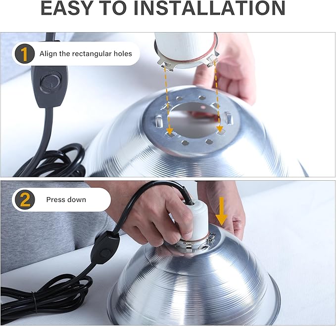 Simple Deluxe Adjustable Clamp Lamp Light Socket with 10.5 Inch Aluminum Reflector & Bulb Guard, Suit for Max 250 Watt Lamp with 18/2-Gauge 6 Feet Cord, 1-Pack