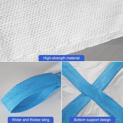 FIBC Bulk Bag, 1.5 Ton Bag, 35"L x 35"W x 43"H, 3300lbs SWL, Duffle Top Flat Bottom, Heavy Duty Bulk Bags for Industry Agriculture