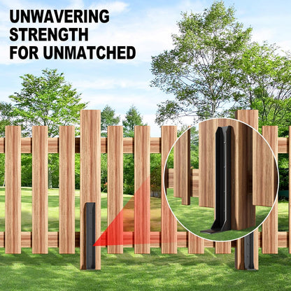 One-Piece Fence Post Repair Kit，Heavy Duty Steel Fence Post Anchor Ground Spike ，Quick Fix Broken/Leaning Wood Posts with，and Fixed Fence Posts（2-Pack）