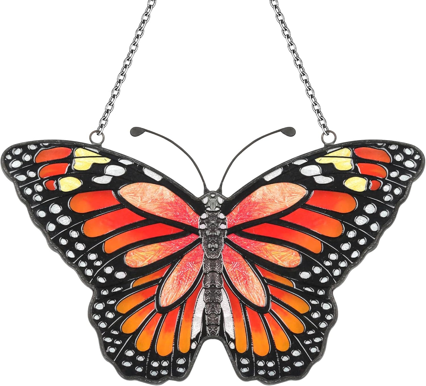 Butterfly Suncatcher Stained Glass Window Hanging Butterfly Ornaments Gift for Mom, Women, Wife, Mother's Day (Orange)