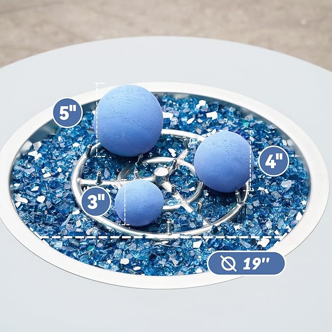 Skyflame Ceramic Fireplace Balls, Set of 6 Round Fire Stones Set for Indoor and Outdoor Fire Pits or Fireplaces Accessory, 5 Inch, Blue