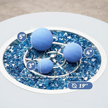 Skyflame Ceramic Fireplace Balls, Set of 6 Round Fire Stones Set for Indoor and Outdoor Fire Pits or Fireplaces Accessory, 5 Inch, Blue