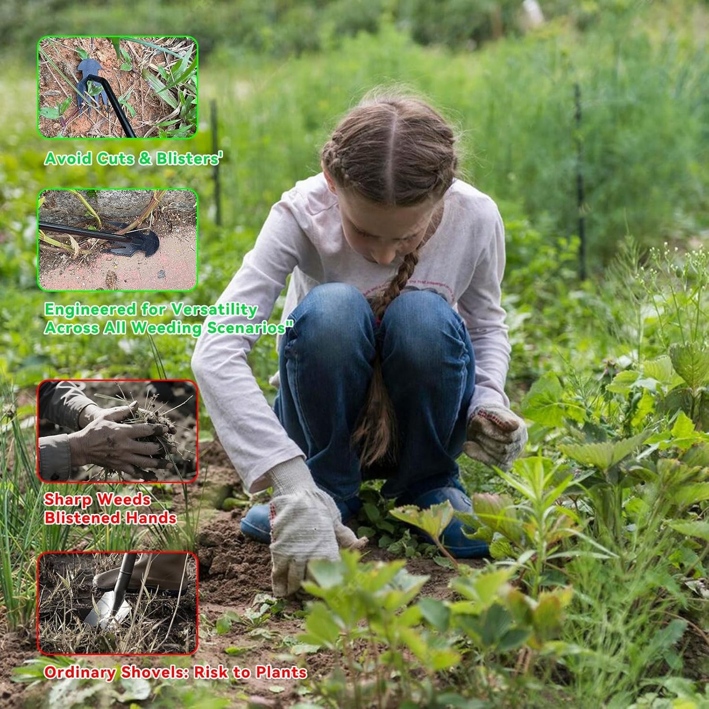 Weed Puller Tool,Portable Garden Hand Tool for Weed Removal,2024 New Garden Weeder Tool Stainless Steel Hand Weeder Tool,Tools for Vegetable Gardening Backyard Farm Planting & Weeding