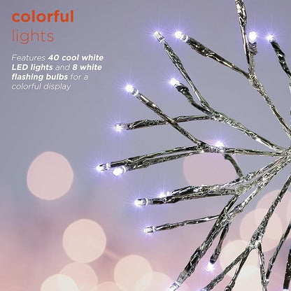Alpine Corporation | 10"H Indoor Christmas Snowflake Ornament with White LED Lights — Elegant Glowing Silver Holiday Décor for Tabletops & Mantels
