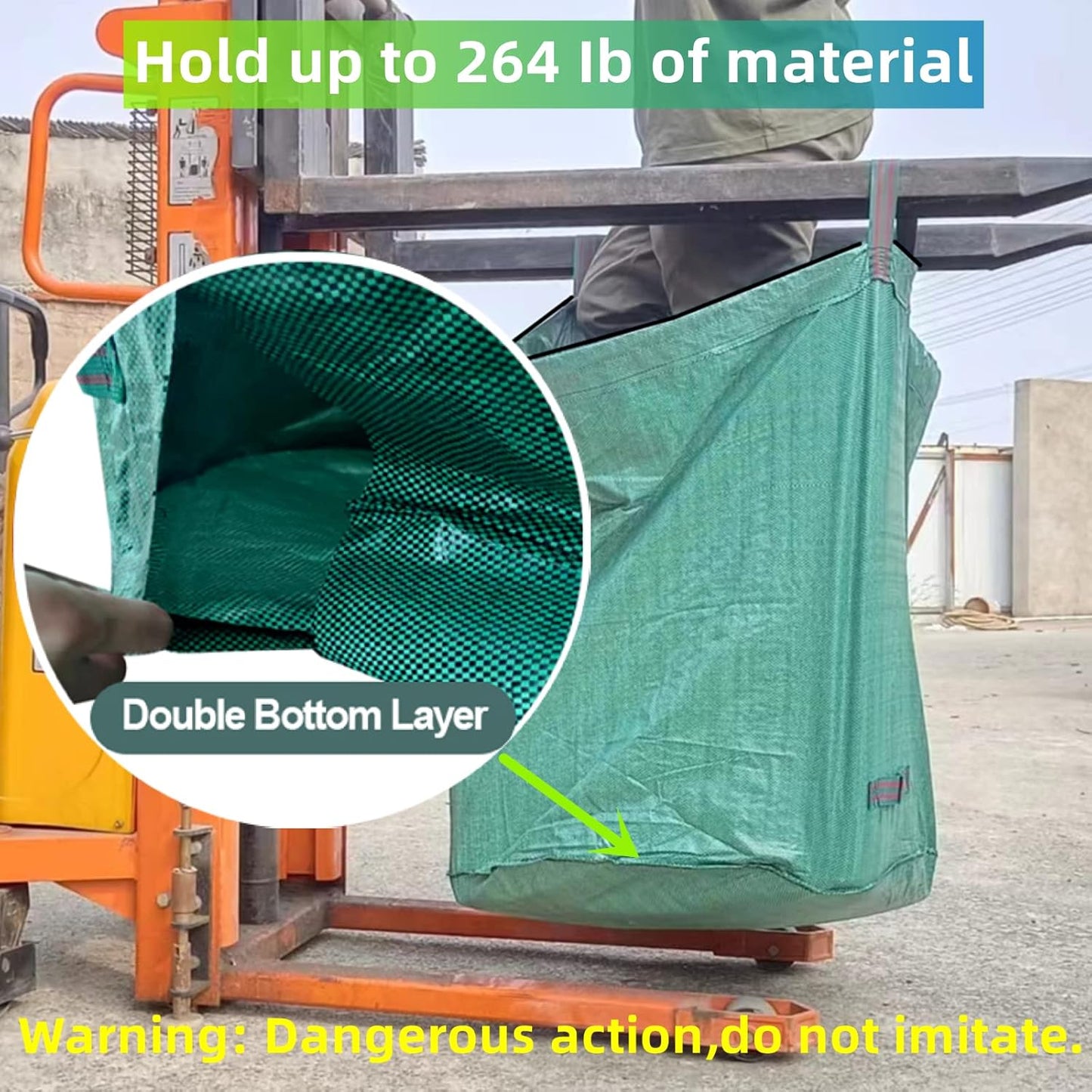 3 Pack 132 Gallons Reusable Yard Waste Bags with Double Bottom and Zipper Lid Extra Large Lawn and Leaf Bags Heavy Duty With 4 Handles Garden waste Bags Container for Debris Grass Clipping