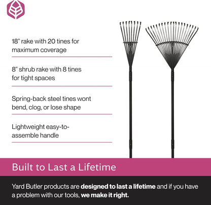 Yard Butler World’s Greatest Rakes | Heavy Duty All Steel Rake with Ergonomic Garden Claw, Free-Floating Tines & Long Metal Handle – Lawn, Yard, Bed, Landscape for Leaves, Grass & Debris,, Bundle Pack
