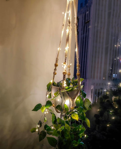 2 Packs Fake Hanging Plant with Pots for Home Decor Artificial Hanging Basket Plants Macrame Plant Hanger with Faux Vines Greenery for Bedroom Bathroom Room Wall Boho Decor Indoor Outdoor