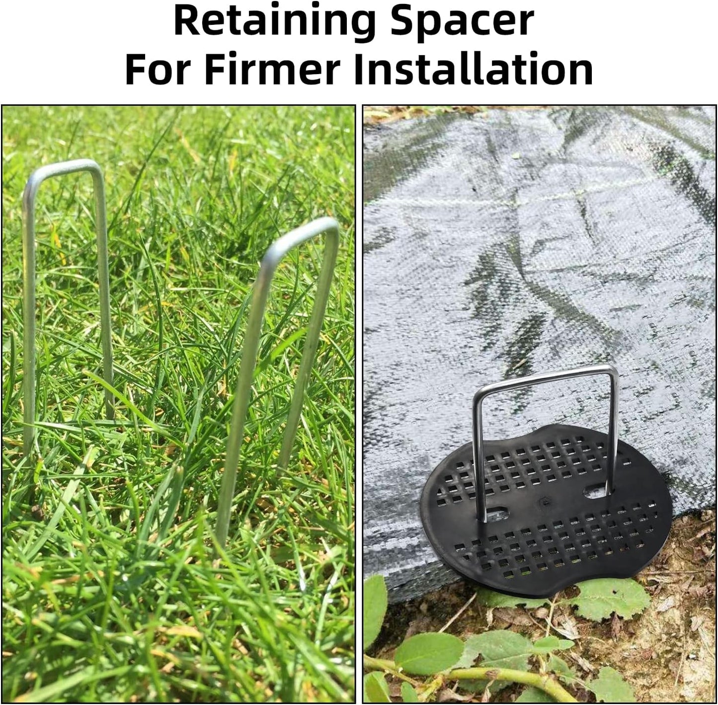 40 Pack 6 Inch Landscape Staples & 40pcs Fixing Gasket Sets, Garden Stakes Galvanized Steel Fabric Pins Heavy-Duty U Shape Sod Turf Pins for Ground Weed Fabric Barrier, Orchard, Yard, Tents