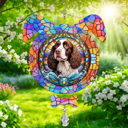 American Water Spaniel Dog Ears Wind Spinner, American Water Spaniel Wind Spinner Hanging for Yard and Garden