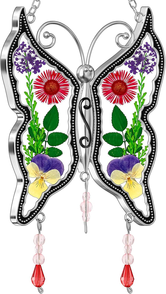 KY&BOSAM Butterfly Suncatchers DIY Stained Glass Suncatcher for Windows Ornament Wind Chime with