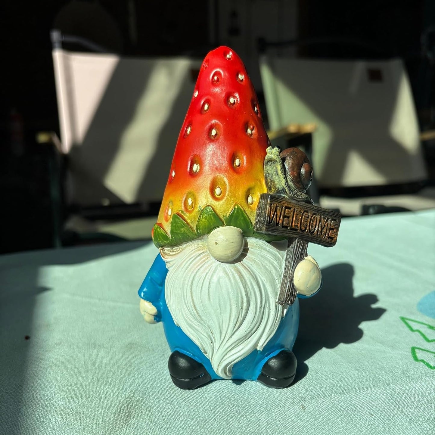 Strawberry Gnome Garden Decor Statue Cute Outdoor Statue Ideal Gnome Decoration Gift for Gardens, Patios, and Lawns