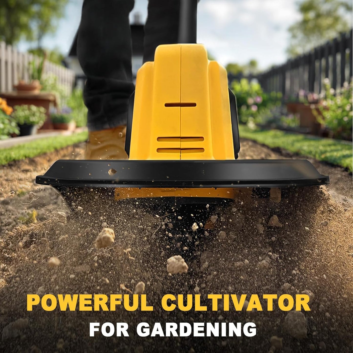 Cordless Garden Tiller Cultivator Compatible with Dewalt 20V MAX Battery, 270 RPM Electric Rototiller, 48 Steel Tines, 8.7" Tilling Width, 6.3" Depth, Rotary Tiller for Lawn/Gardening/Soil(Tool Only)