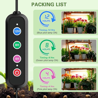 100W Ultra-Thin Panel Full Spectrum Grow Lights, 1536 LEDs Growing Light for Indoor Plants with Daisy Chain Function, Grow Lights for Seed Starting with 4/8/12H Auto On/Off Timer (8pcs)