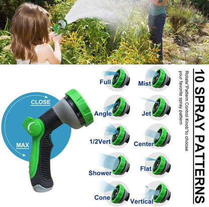 Non-Expanding Garden Hose 100Ft, Flexible Kink Free Water Hose with 10 Watering Spray Nozzle, Lightweight Hose Pipe, Leak-Proof, Durable, 3/4" Metal Alloy Connector, Portable Storage Strap