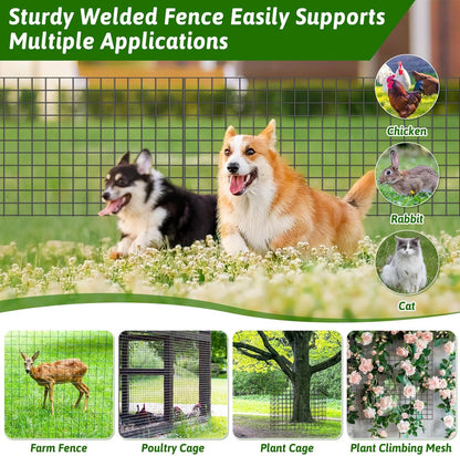 Welded Wire Fencing 59ft×24in, Black PVC Coated Wire Mesh Garden Fence Vinyl Metal Wire Mesh Wire Fence Rolls for Making Yard Fence Plant Protector Dog Poultry Netting(14Ga, 2.3in X 2.3in)