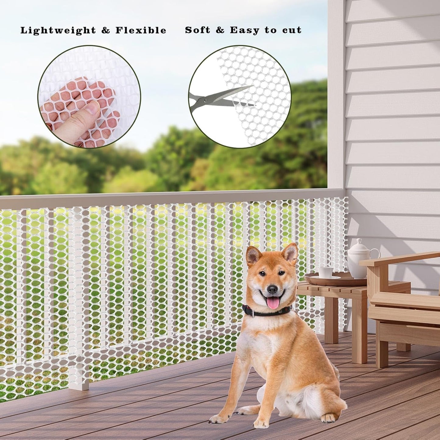 16.4 FT x 15.7 in Roll Mesh Fence, Versatile White Plastic Fencing & Netting, Cuttable Animal Wire Mesh Fence, Durable Tree Trunk Protector, Suitable for Cat Dog Rabbit Barrier and Plant Protectors