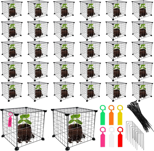 40 Set Wire Plant Cages for Plants Protect from Rabbits,Square Wire Plant Cages for Plants DIY Metal Net