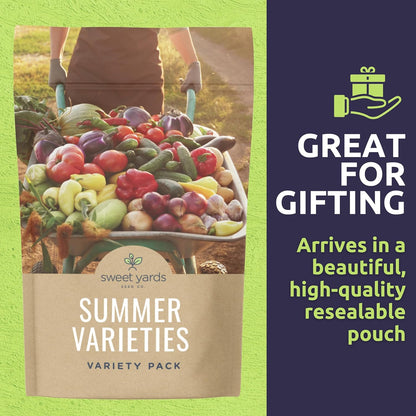 Organic Summer Seeds Variety Pack - 12 Individual Packs - 2025 Season - Basil, Tomatoes, Cucumber, Watermelon and More! for Indoor & Outdoor Planting (Non-GMO, Certified Organic)