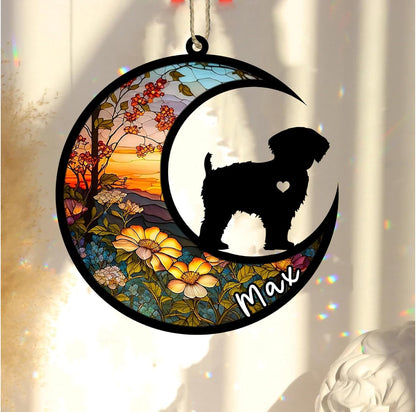 Personalized Dog Memorial, Custom Name Yorkipoo Dog Christmas Ornament with Name, Custom Breeds, Pet Loss Light Catcher, Gifts for Lovers Loss of Pet Sympathy on Mothers Day Christmas